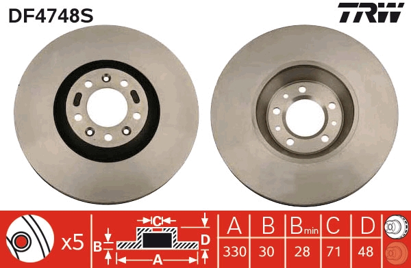 Brake Disc - DF4748S TRW