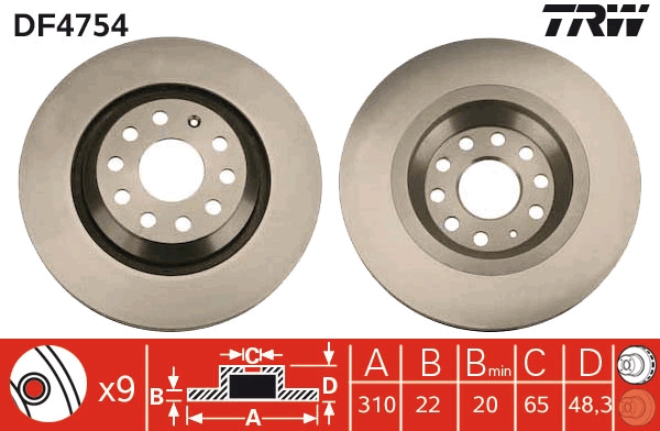 Brake Disc - DF4754 TRW