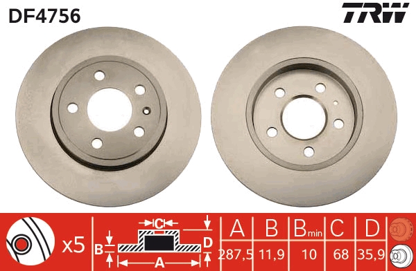 Brake Disc - DF4756 TRW