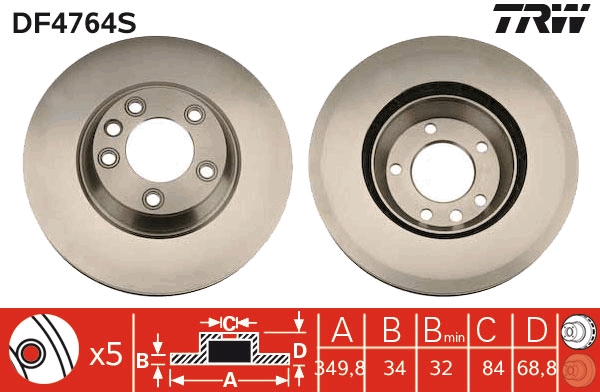 Brake Disc - DF4764S TRW