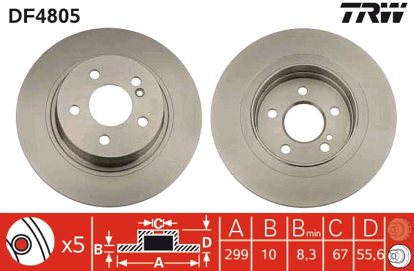 Bremsscheibe - DF4805 TRW