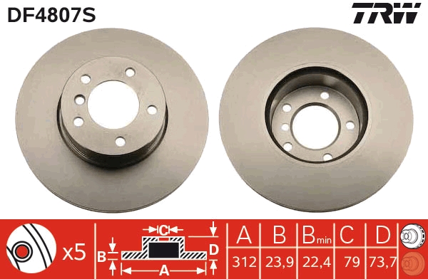 Brake Disc - DF4807S TRW