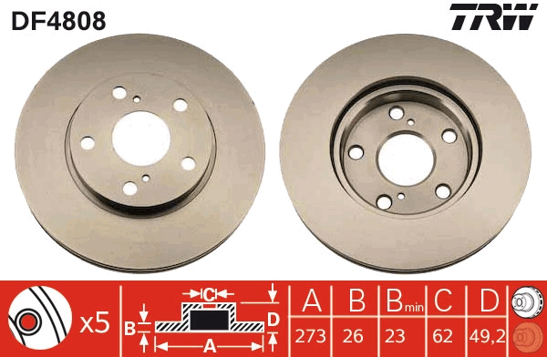 Brake Disc - DF4808 TRW