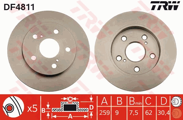 Brake Disc - DF4811 TRW