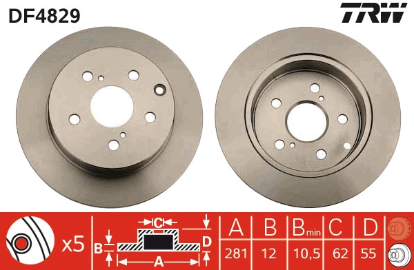 Brake Disc - DF4829 TRW