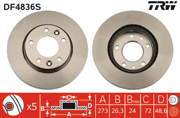Brake Disc - DF4836S TRW