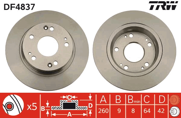 Brake Disc - DF4837 TRW