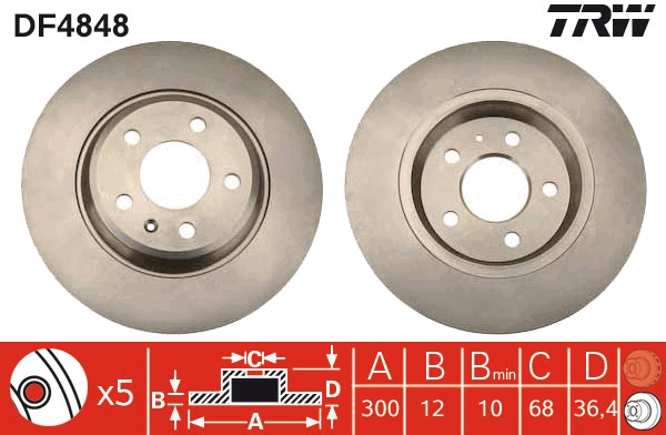 Brake Disc - DF4848 TRW