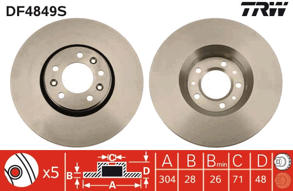 Brake Disc - DF4849S TRW