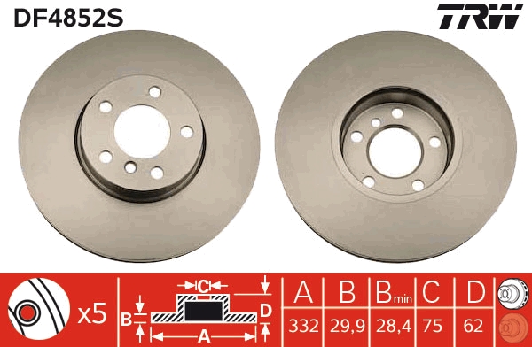 Brake Disc - DF4852S TRW