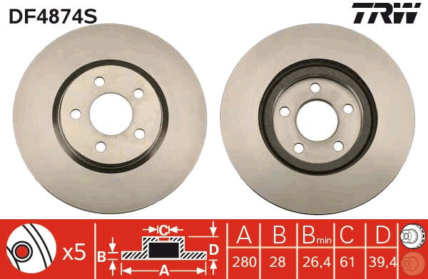 Brake Disc - DF4874S TRW
