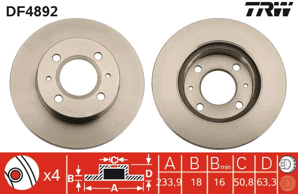 Brake Disc - DF4892 TRW