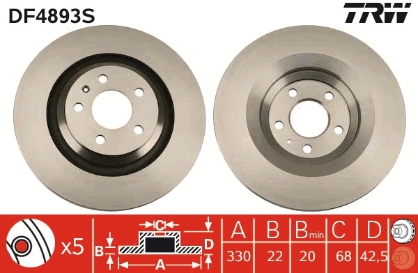 Brake Disc - DF4893S TRW