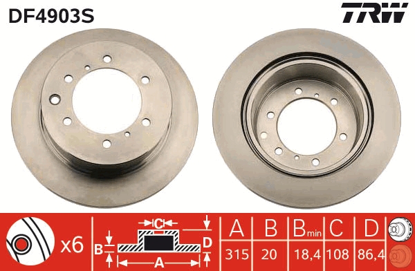 Brake Disc - DF4903S TRW