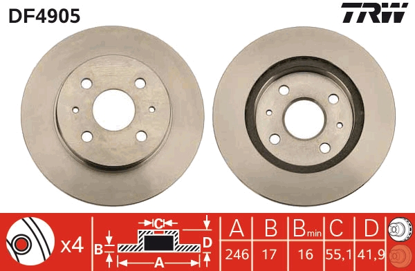 Bremsscheibe - DF4905 TRW