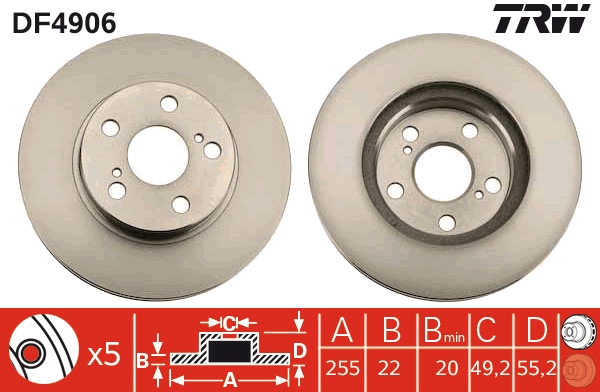 Brake Disc - DF4906 TRW
