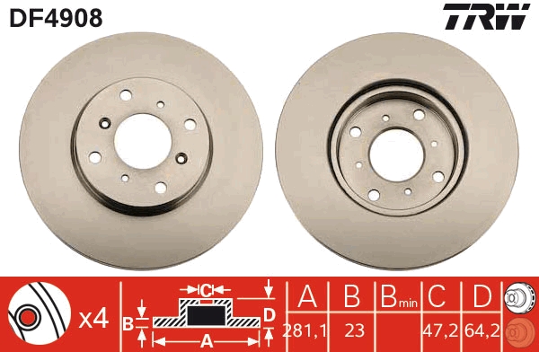Brake Disc - DF4908 TRW