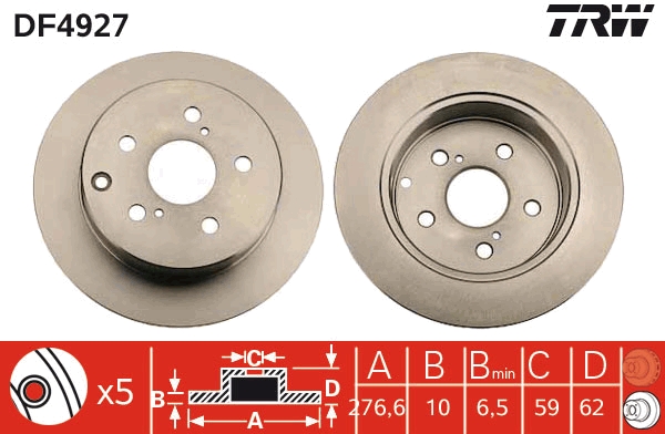 Brake Disc - DF4927 TRW