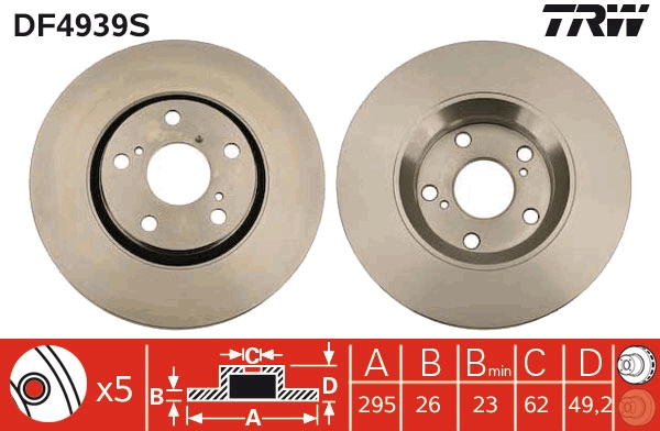 Brake Disc - DF4939S TRW