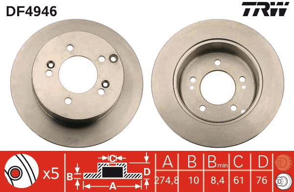 Brake Disc - DF4946 TRW