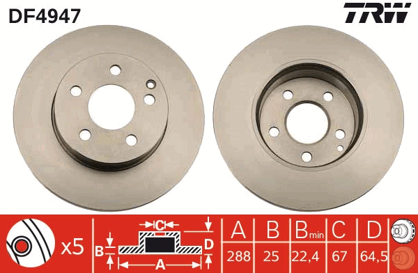 Brake Disc - DF4947 TRW