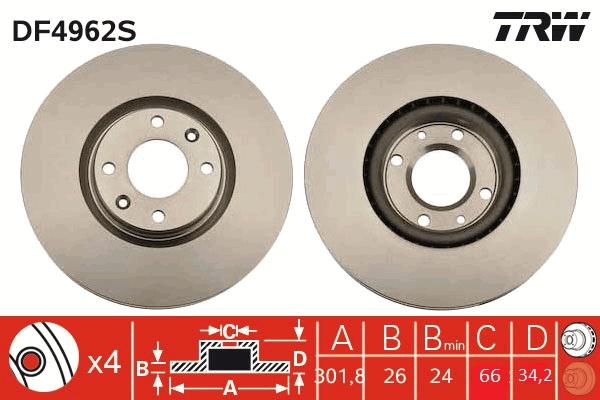 Bremsscheibe - DF4962S TRW