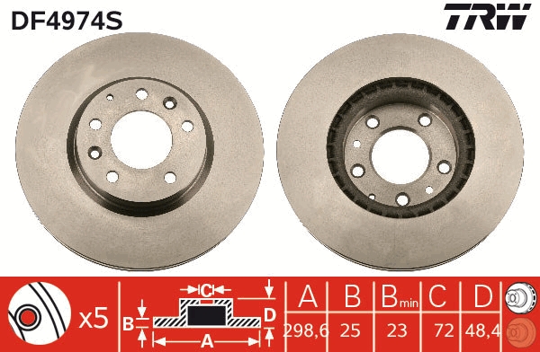 Brake Disc - DF4974S TRW