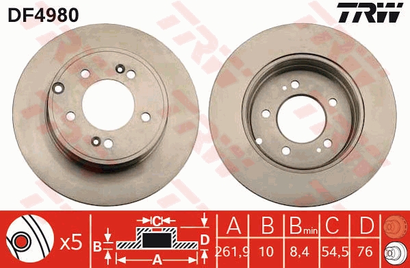 Brake Disc - DF4980 TRW
