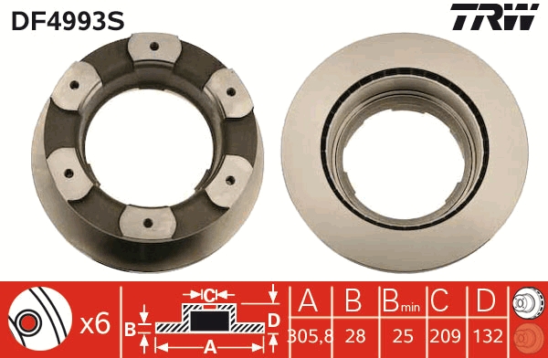 Brake Disc - DF4993S TRW