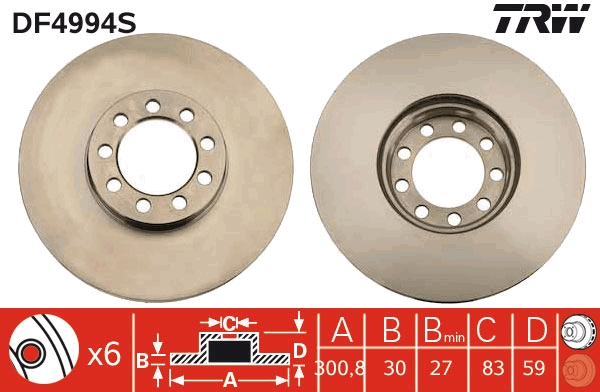 Brake Disc - DF4994S TRW
