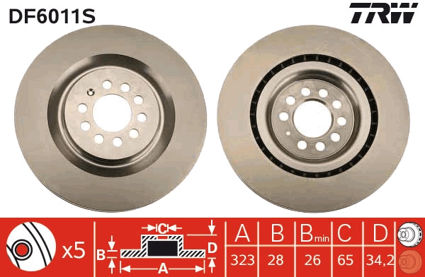 Brake Disc - DF6011S TRW