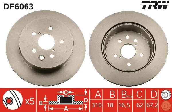 Brake Disc - DF6063 TRW