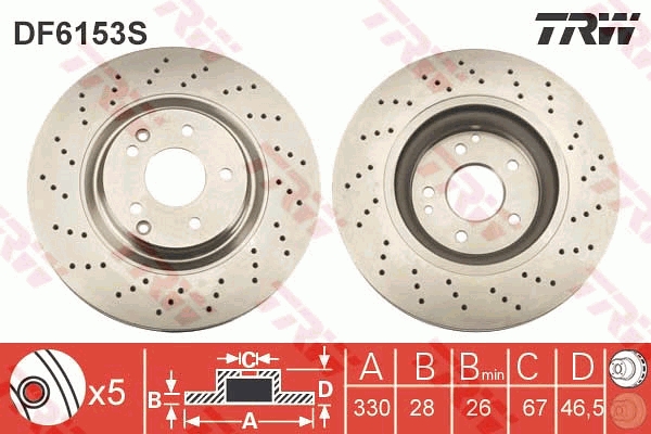 Brake Disc - DF6153S TRW