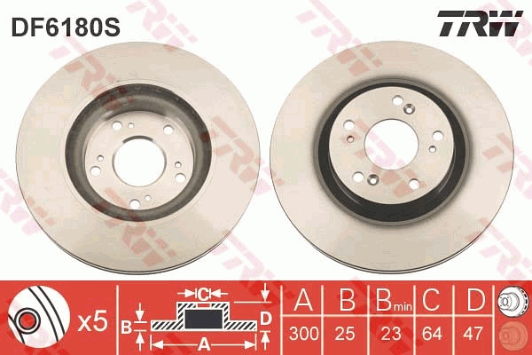 Brake Disc - DF6180S TRW