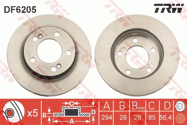Brake Disc - DF6205 TRW