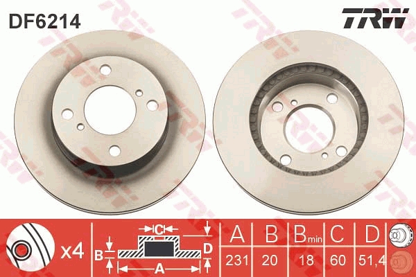 Brake Disc - DF6214 TRW