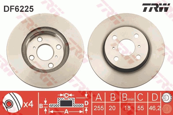Bremsscheibe - DF6225 TRW