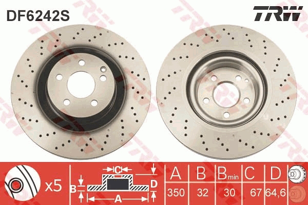 Brake Disc - DF6242S TRW