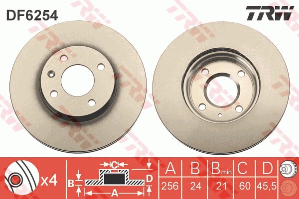 Brake Disc - DF6254 TRW