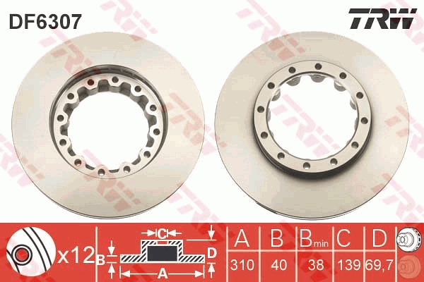 Brake Disc - DF6307S TRW
