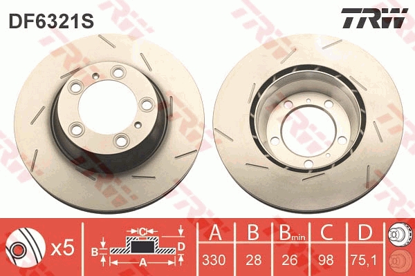 Brake Disc - DF6321S TRW