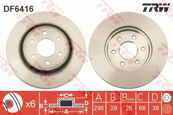 Brake Disc - DF6416 TRW