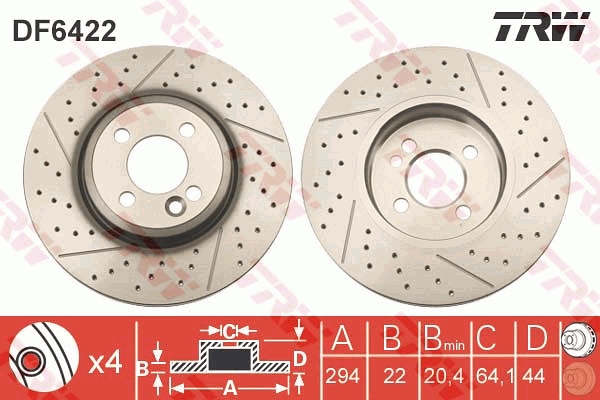 Brake Disc - DF6422 TRW