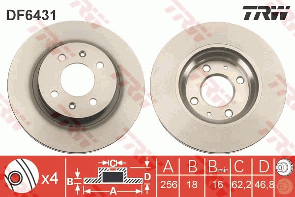Brake Disc - DF6431 TRW