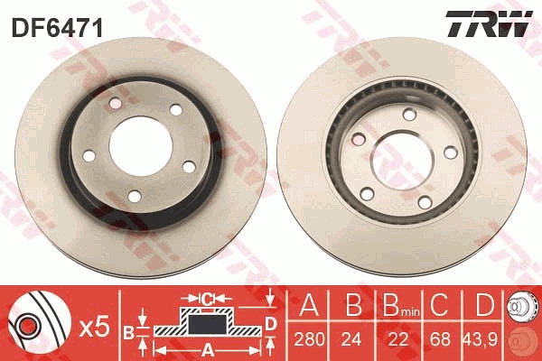 Brake Disc - DF6471 TRW