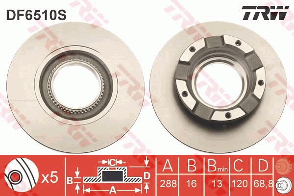 Brake Disc - DF6510S TRW
