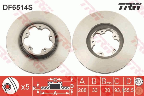 Brake Disc - DF6514S TRW