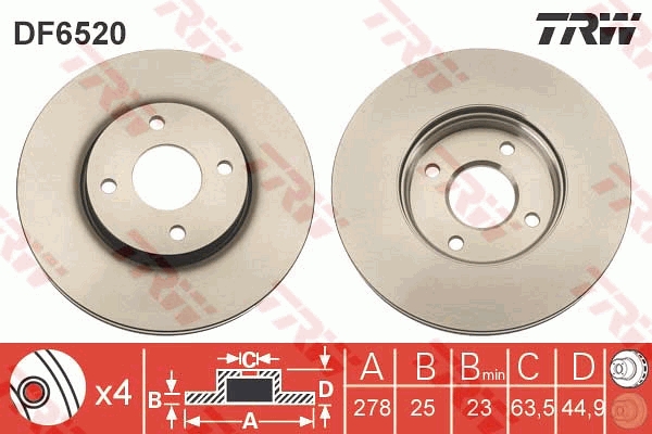Bremsscheibe - DF6520 TRW