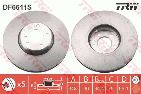 Brake Disc - DF6611S TRW