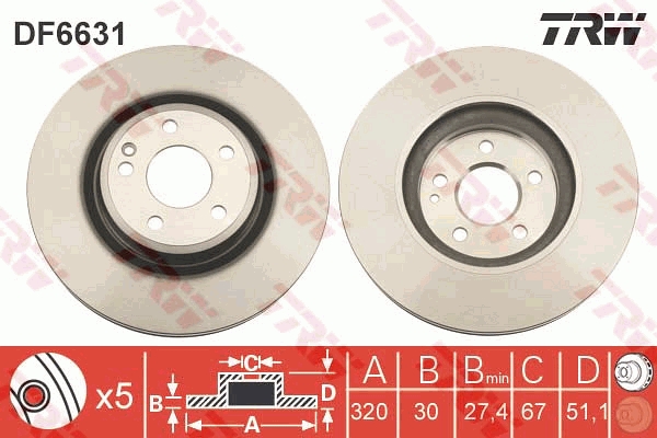 Brake Disc - DF6631 TRW